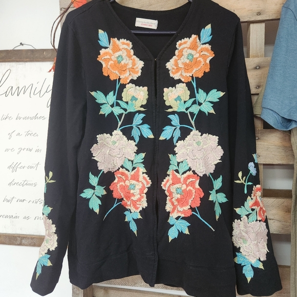 Johnny Was Love and Liberty Floral Embroidered Cardigan Size Medium - Picture 1 of 5